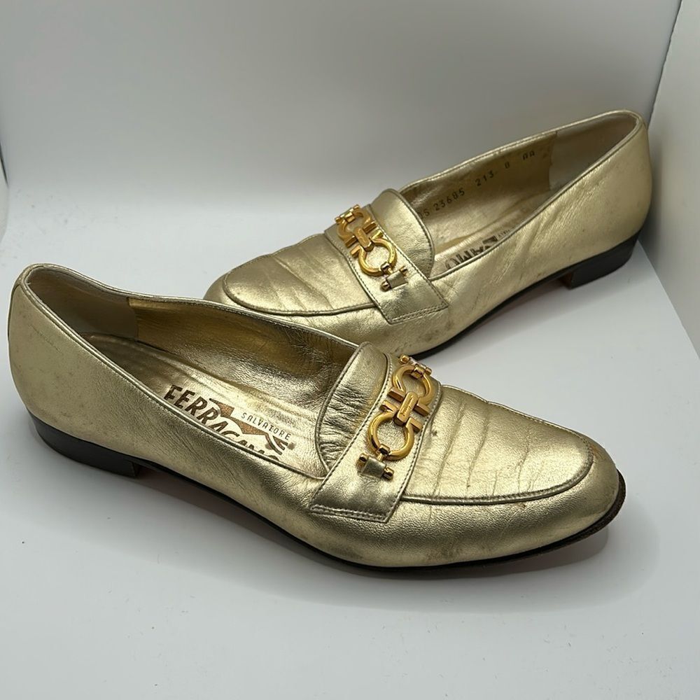 Salvatore Ferragamo Gold Buckle Loafers